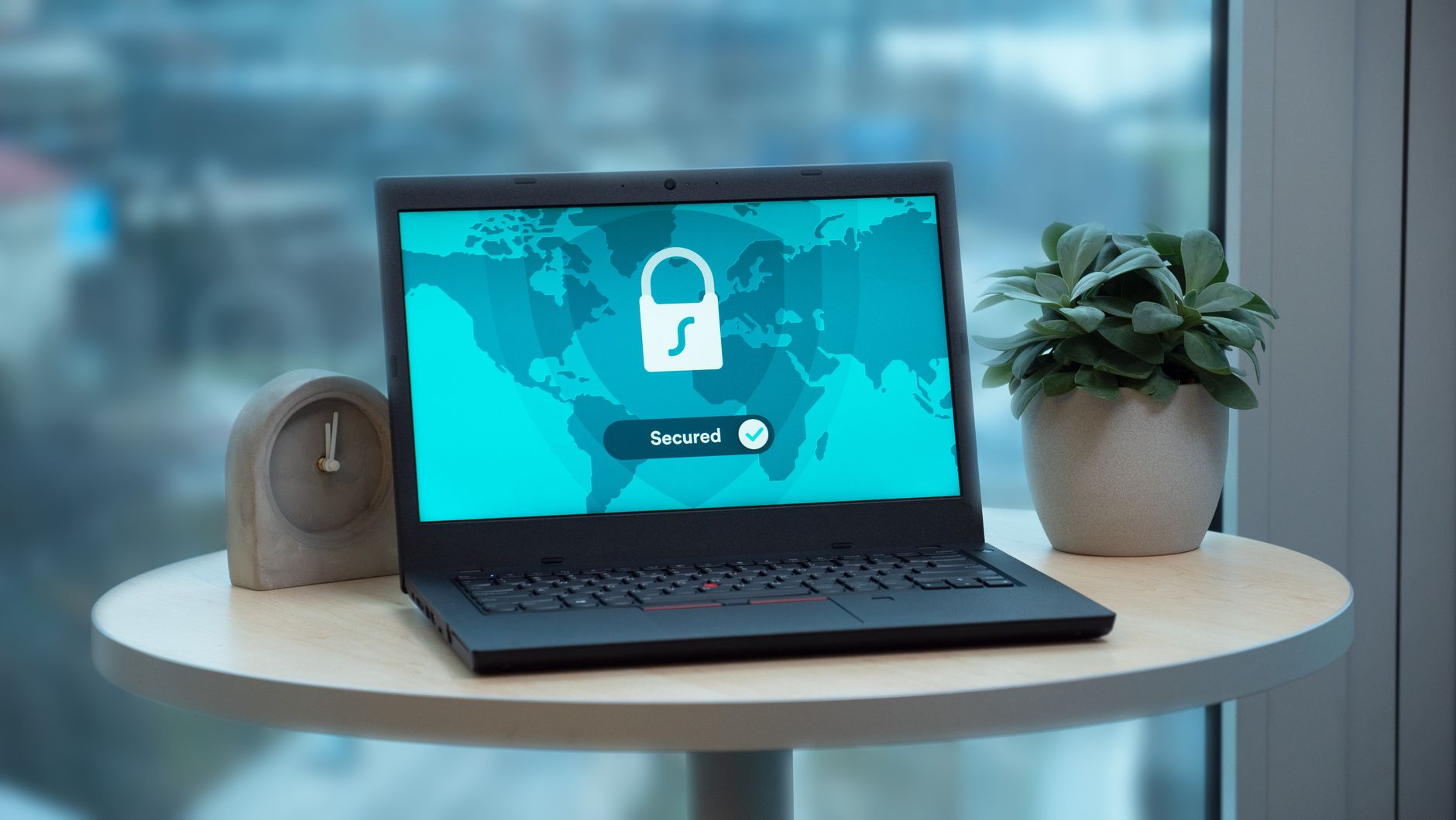 A close-up of a computer keyboard with a symbolic security lock